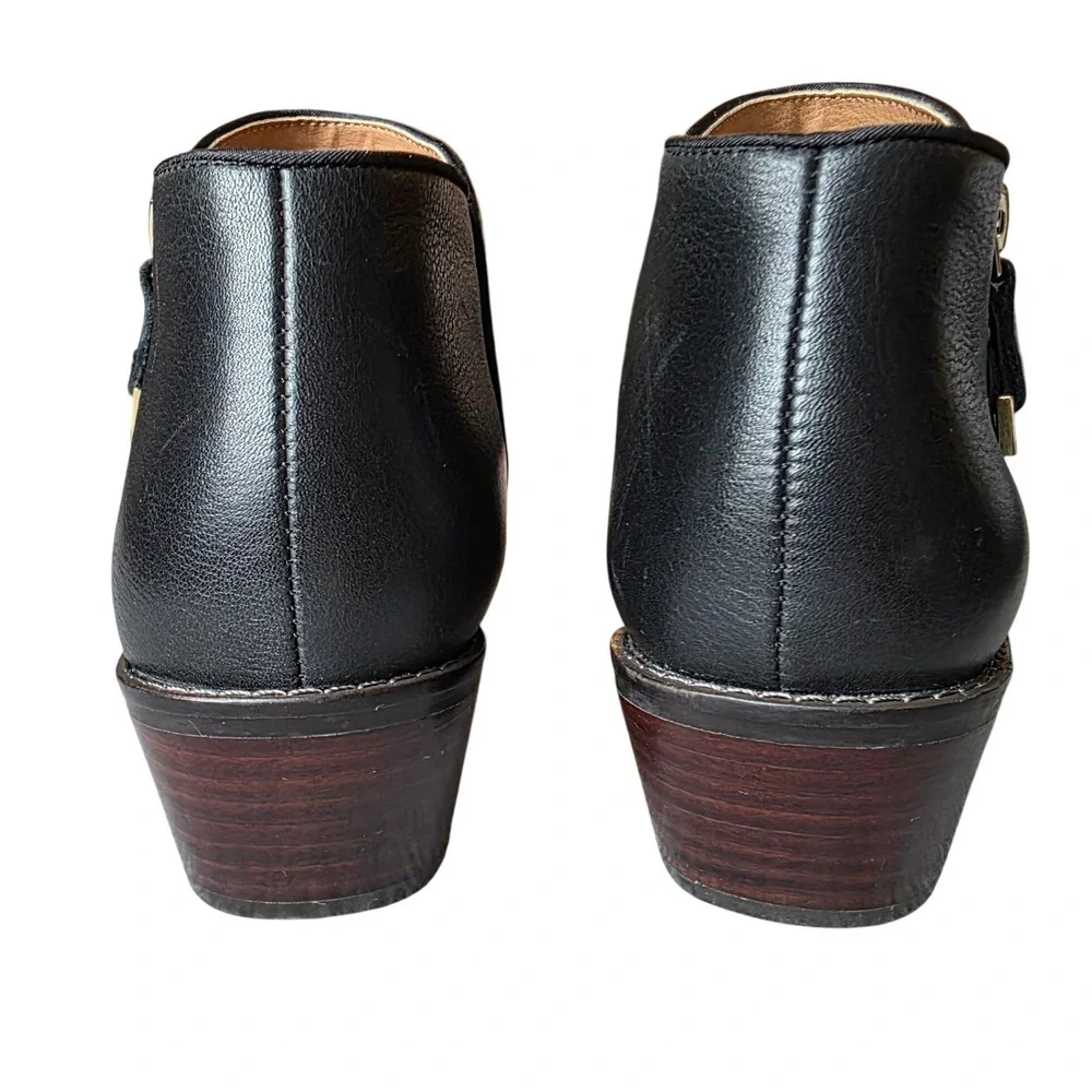 Vionic Jolene Comfort Ankle Booties Boots Black Leather Women Size 7.5